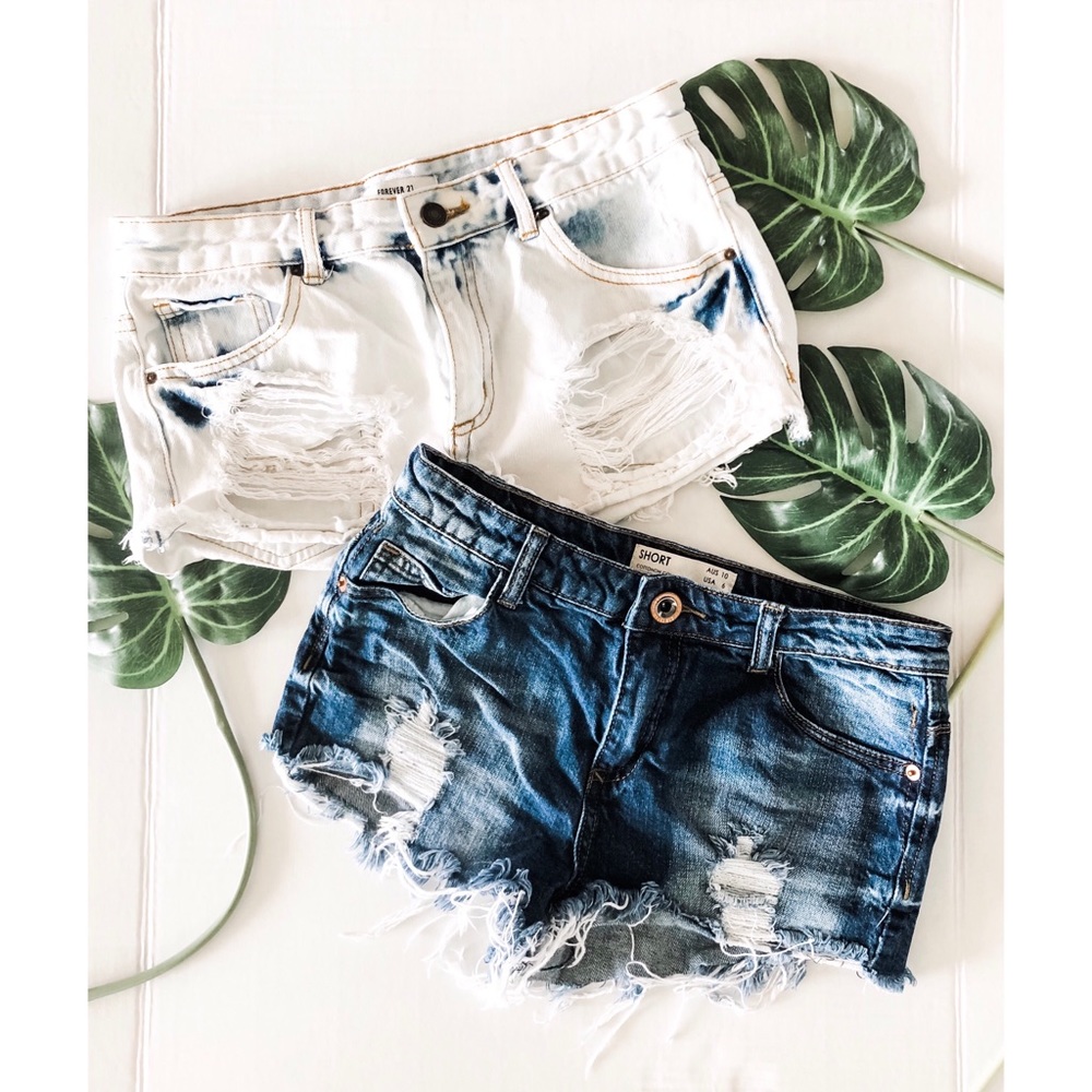 2for1 Denim Distressed Shorts